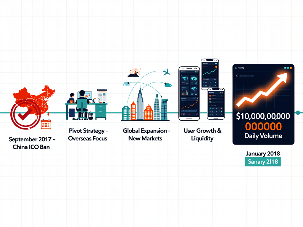 Cryptocurrency exchange growth timeline from regulatory crisis to $10 billion daily volume