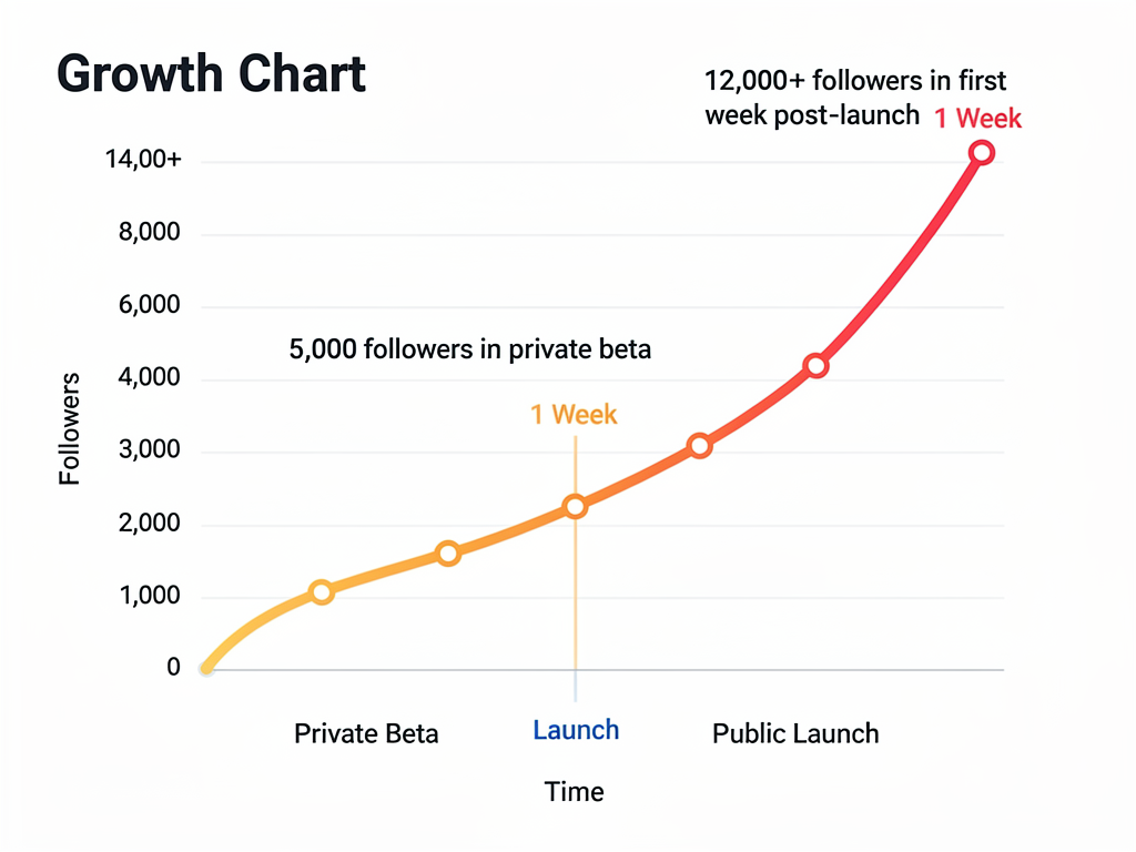 Web3 community growth chart showing rapid scaling from 0 to 12,000 followers using gamified leaderboards