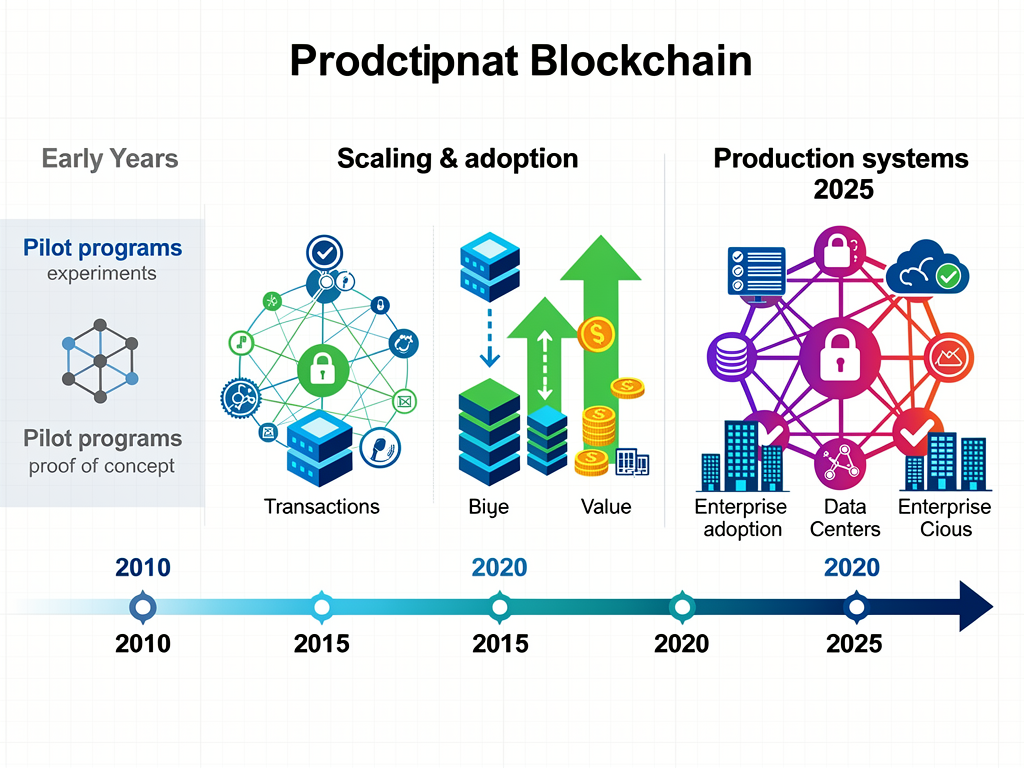 Blockchain evolution from pilot programs to production systems handling millions of transactions in 2025