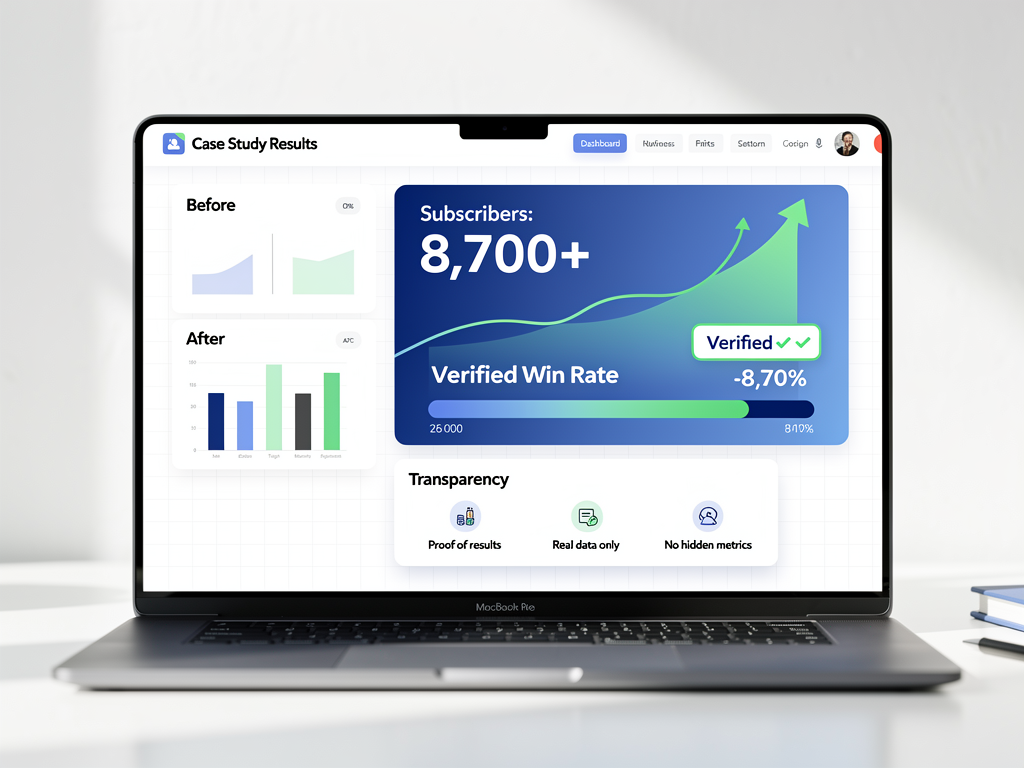 Real case study results for telegram crypto alerts channel growing to 8,700 subscribers with verified performance data