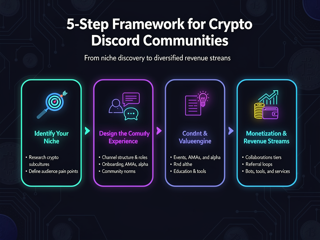 Five-step framework for building profitable crypto Discord communities from niche identification to revenue diversification